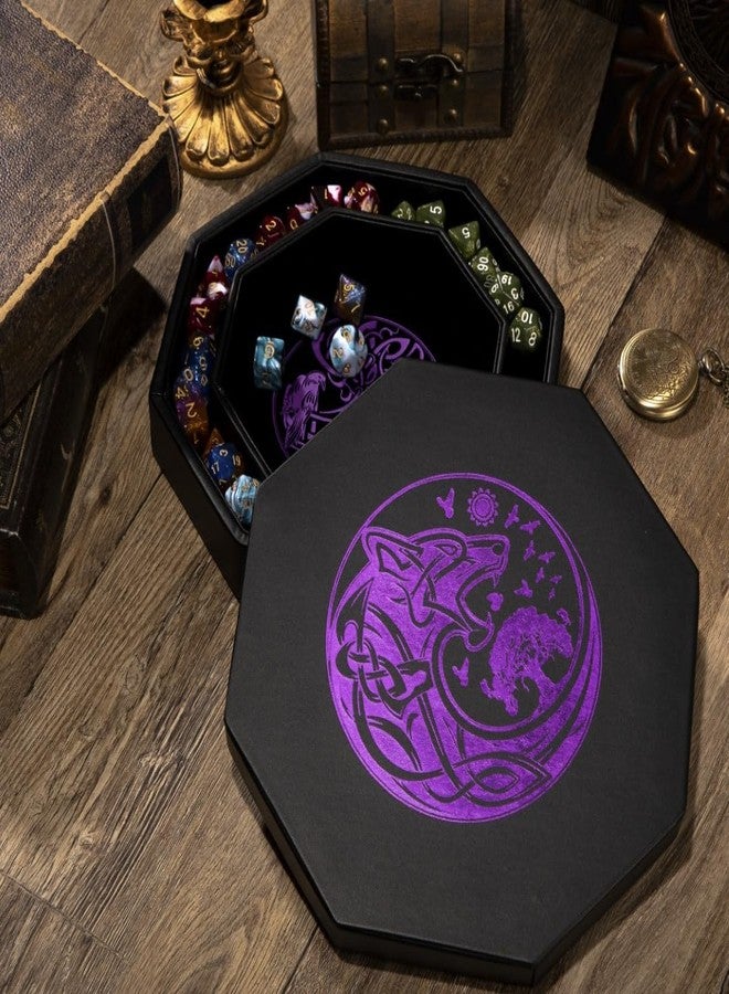 Soar Forge DND Dice Tray - Premium 9 Inch Tray for Dungeons and Dragons: Exquisitely Detailed Purple World Tree & Wolf Raven Design - Perfect Rolling & Box Storage to Protect Your Dice for D&D and RPG - Image 5